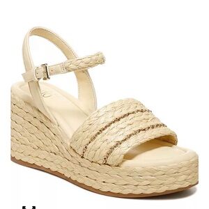 NWOB Franco Sarto Espadrille Raffia Wedge Sandals Sz 9M